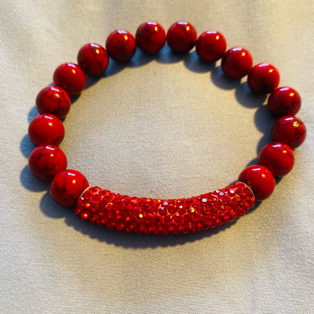 Red Sparkly Stretchy Bracelet